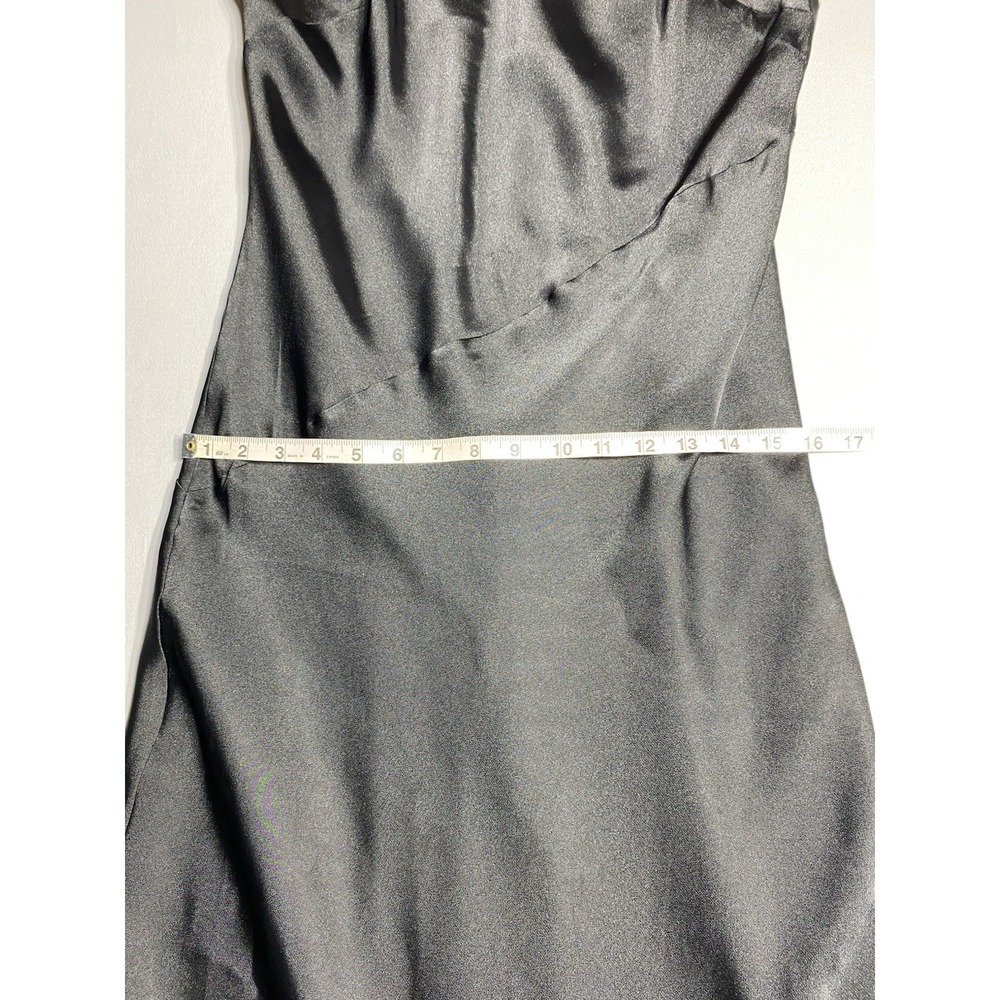 Express Womens Medium Black Satin Maxi Dress Sleeveless A-Line Formal Wedding - Picture 3 of 14